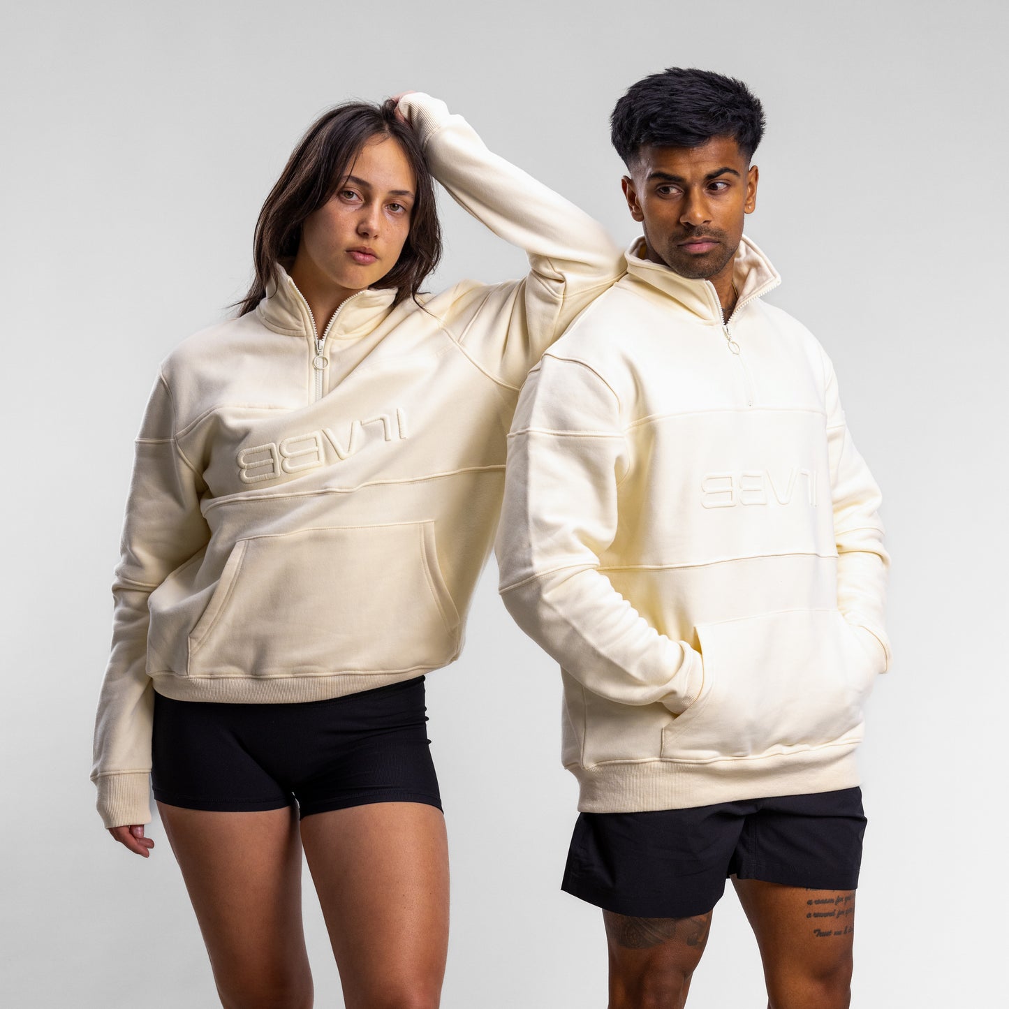 Braak Italic Block Quarter Zip Unisex MIST